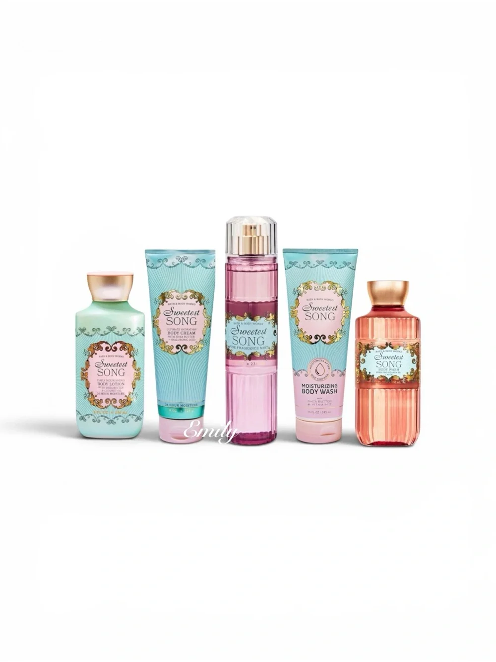 NEW 5-Pc Bath & Body Works SWEETEST SONG Body Care Collection Gift Set